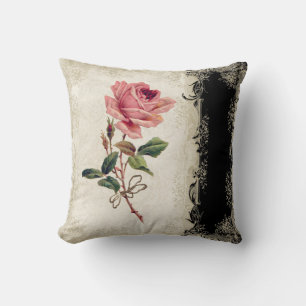 Baroque Stil Vintage Ro Black på Cream Snöre Kudde