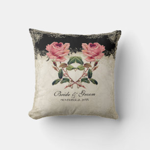 Baroque Stil Vintage Ro Black på Cream Snöre Kudde