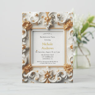 Baroque Stil White Guld Bachelorette Party Inbjudningar