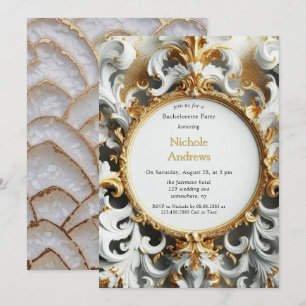 Baroque Stil White Guld Bachelorette Party Inbjudningar