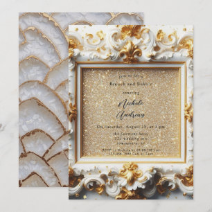 Baroque Stil White Guld Brunch och Bubly Inbjudningar