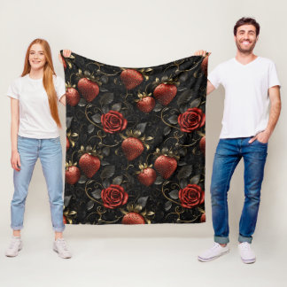 Baroque Strawbär och Ro Seamless Mönster Fleecefilt
