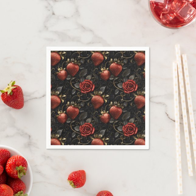 Baroque Strawbär och Ro Seamless Mönster Pappersservett (Insitu)