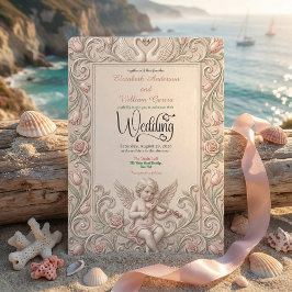 Baroque Swan & Cherub Wedding Invitation. Inbjudningar