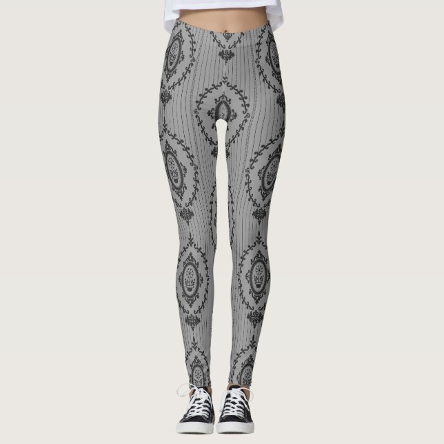 Baroque Tapet i Grått Leggings (Framsida)