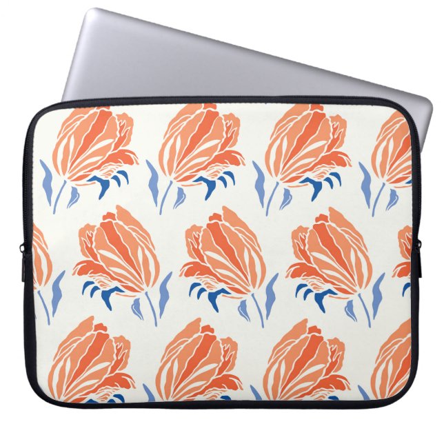 Baroque Tulip: Botanisk Vintage Linocut Laptop Fodral (Framsidan)