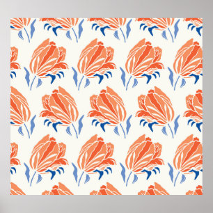 Baroque Tulip: Botanisk Vintage Linocut Poster