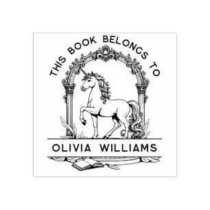 Baroque Unicorn Bookplate Frimärke Stämpel
