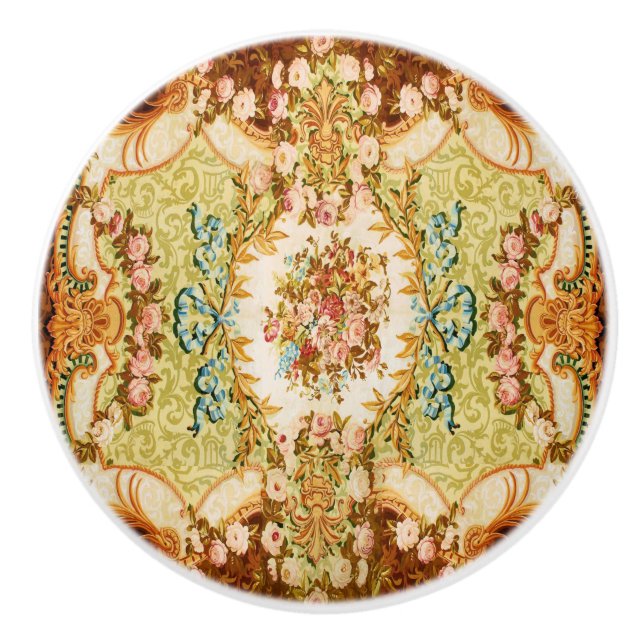 Baroque Victorian blommigt ro tapestry Knopp (Framsidan)