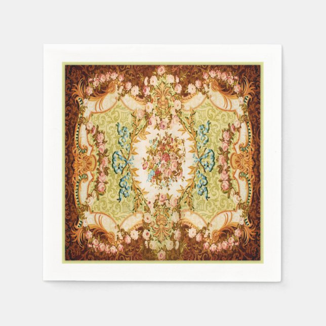 Baroque Victorian blommigt ro tapestry Pappersservett (Framsidan)