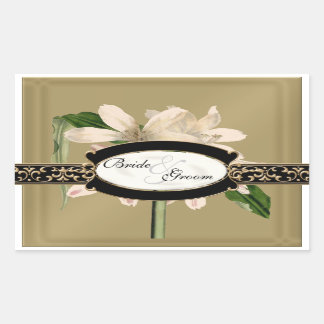 Baroque Vintage Lily Guld Forme Favor Box Sticker Rektangulärt Klistermärke