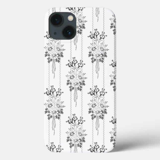 Baroque Wallpaper Flower bouquet grey (Baksida)
