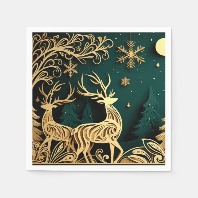 Baroque Winter Stags Pappersservett (Framsidan)