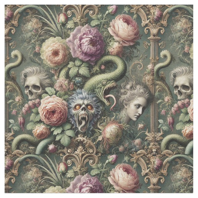 Baroquing Boundaries - Gothic Classic Tile Tyg (Närbild)