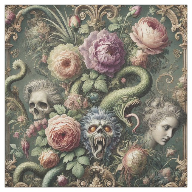 Baroquing Boundaries - Gothic Påstående Tile Tyg (Provkarta)