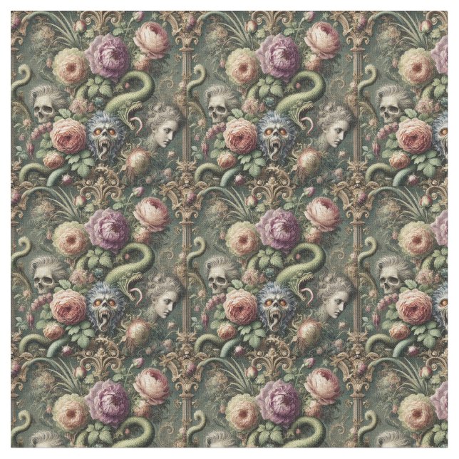 Baroquing Boundaries - Gothic Victorian Dense Tile Tyg (Närbild)