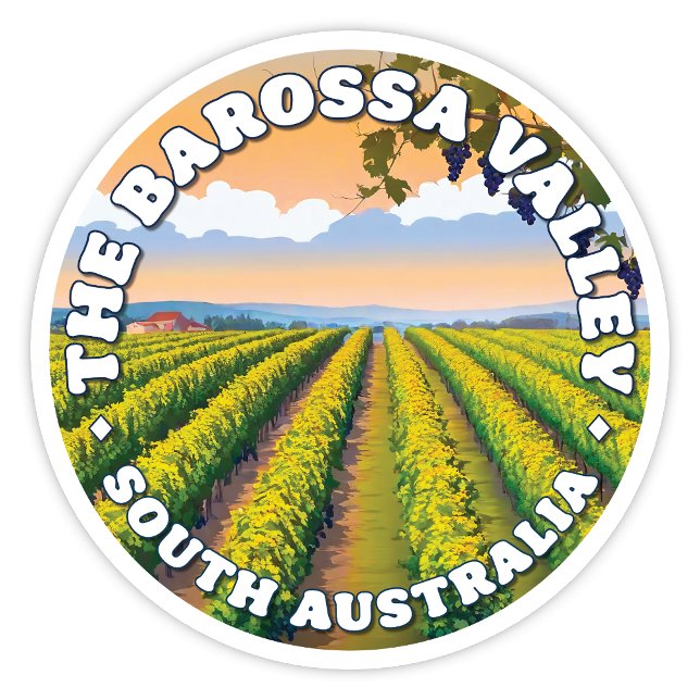 Barossa-dalen, South Australia Sticker Klistermärken (The Barossa Valley, South Australia Circular Design Sticker)