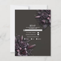 Bärpurpur svart lilja ros blommande bröllop RSVP