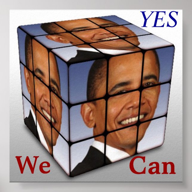 Barrack Obama Cube, ja, vi kan Poster (Framsidan)
