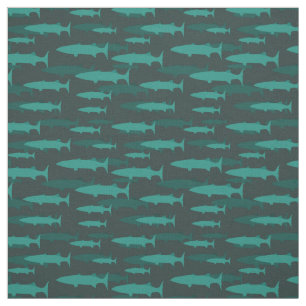Barracuda Blue Fish Mönster Tyg