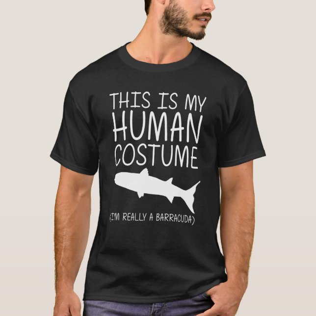 Barracuda Easy Halloween Human Costume Marine Fish T Shirt (Framsida)