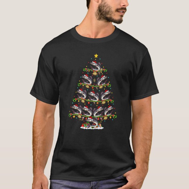 Barracuda Fish  Xmas Santa Barracuda Julgran T Shirt (Framsida)