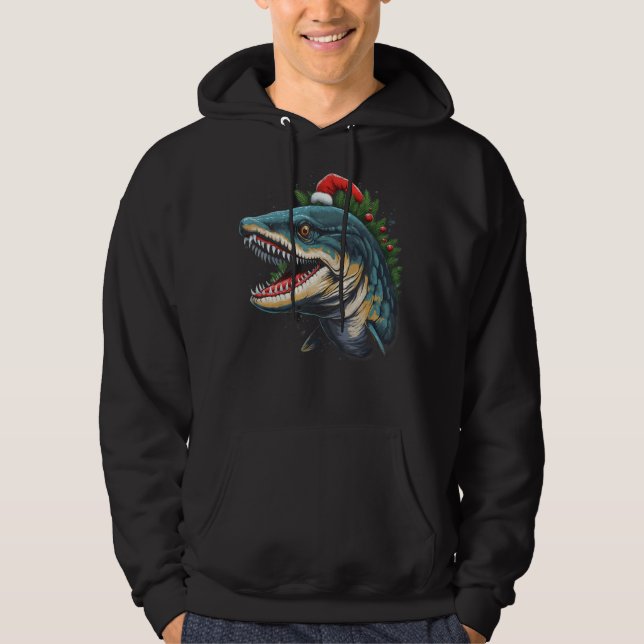 Barracuda jul Funny Fish Julafton Julhelg Hoodie (Framsida)