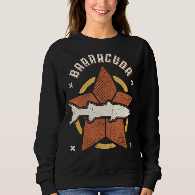 Barracudafisk Vintage Retro Klassiskt Djur T Shirt (Framsida)