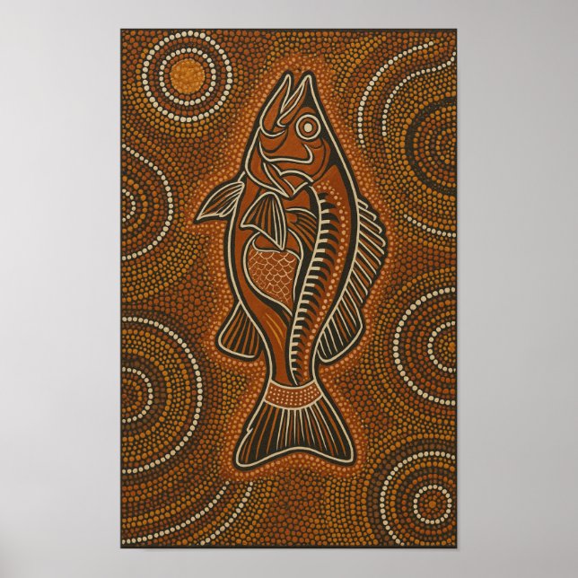 Barramundi Aboriginal Dot Art Poster (Framsidan)