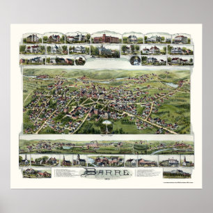 Barre panorama- karta för MORSOR - 1891 Poster