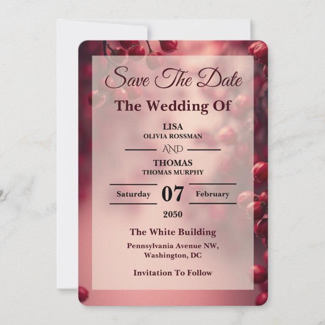 Bärred fet accent bröllop Save The Date Spara Datumet (Framsida)
