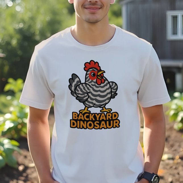 Barred Plymouth Sten Backyard Dinosaur Chicken Rol T Shirt (Pet Barred Plymouth Rock Chicken Funny Backyard Dinosaur T-shirt, cute cartoon farm animal for Dad)
