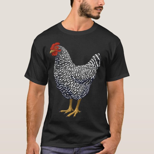 Barred Plymouth Sten Hen Chicken T Shirt (Framsida)