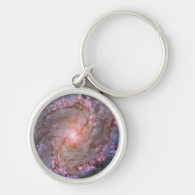 Barred Spiral Galaxy Messier 83. Rund Silverfärgad Nyckelring (Framsidan)