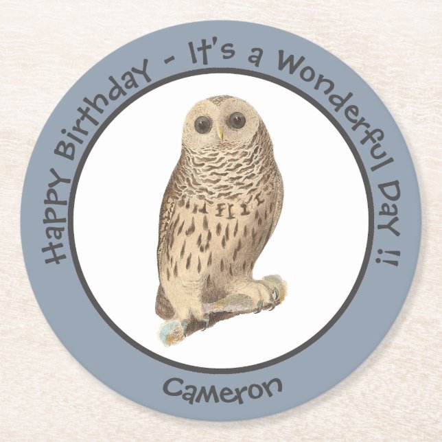 Barred Uggla - Evenemang vid födelsedag eller andr Underlägg Papper Rund (Framsidan)
