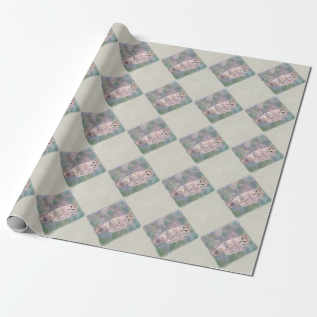 Barred Uggla Pastel Oiltavel Presentpapper (Utrullad)