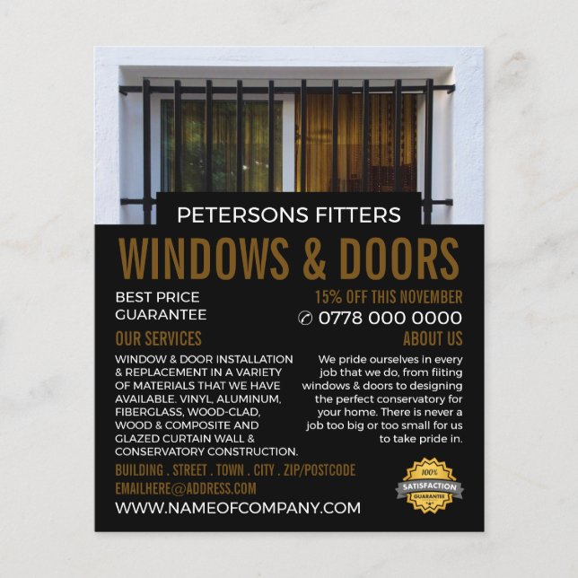 Barred Window, Window & Door Fitter Company Flygblad (Framsidan)
