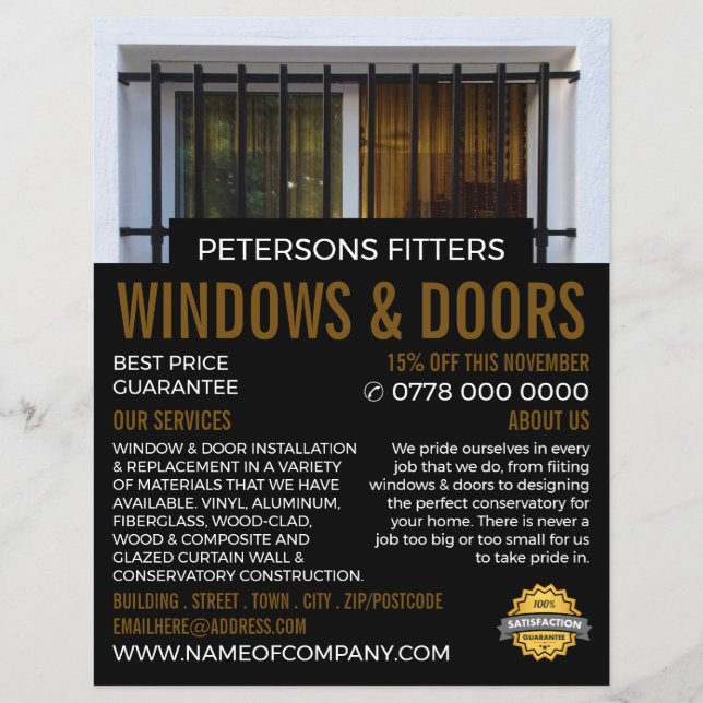 Barred Window, Window & Door Fitter Company Reklamblad (Framsidan)