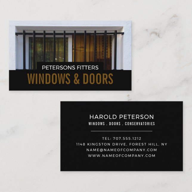 Barred Window, Window & Door Fitter Company Visitkort (Fram/baksida)