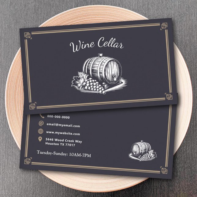 Barrel and Grapes - Wine Cellar Visitkort (Barrel and Grapes - Wine Cellar Business Card)