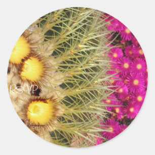 Barrel Cactus Blooms OSA Bröllop Sälar Sticker Runt Klistermärke