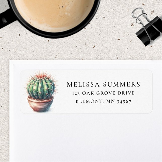 Barrel Cactus Return Address Label Returadress Etikett (Skapare uppladdad)