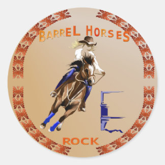 Barrel Horses Sten Sticker Runt Klistermärke