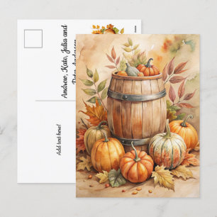 Barrel med Pumpkins - Welcome Fall Helg Vykort