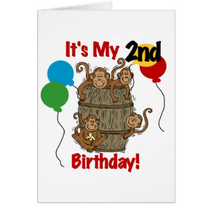 Barrel of Monkey 2nd Birthday Tshirts and Gifts Hälsningskort