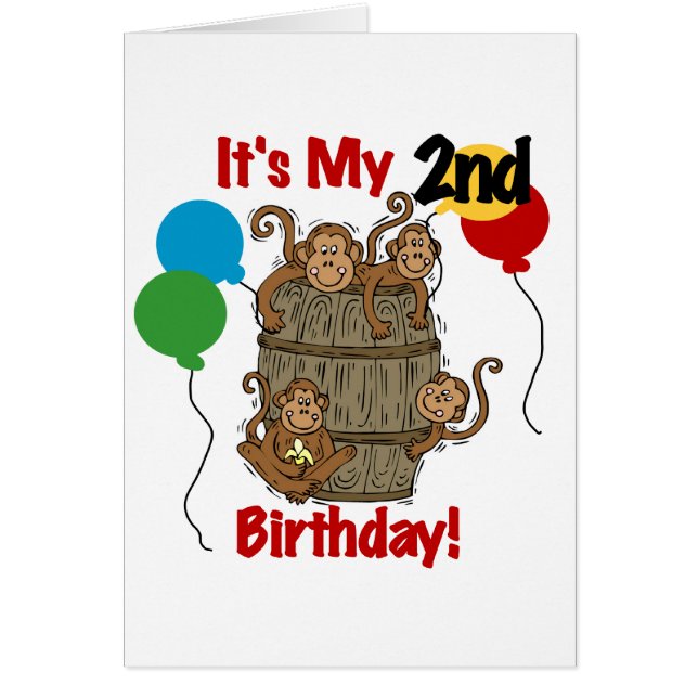 Barrel of Monkey 2nd Birthday Tshirts and Gifts Hälsningskort (Framsidan)
