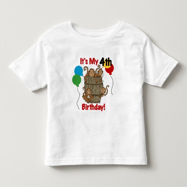 Barrel of Monkey 4e födelsedagen Tee Shirt (Framsida)