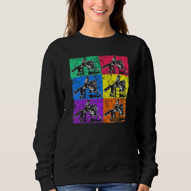 Barrel Racer Cowgirl Pop Rodeo Horse Barrel Racing T Shirt (Framsida)