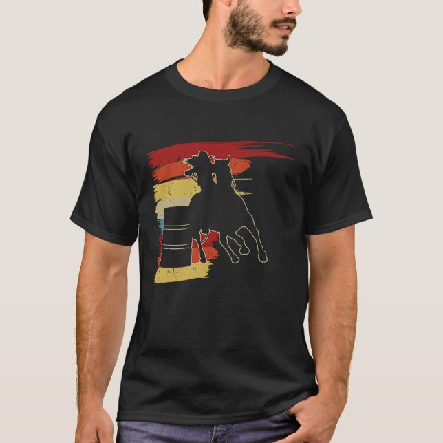 Barrel Racer Graphic Rodeo Cowgirl Retro Barrel Ra T Shirt (Framsida)