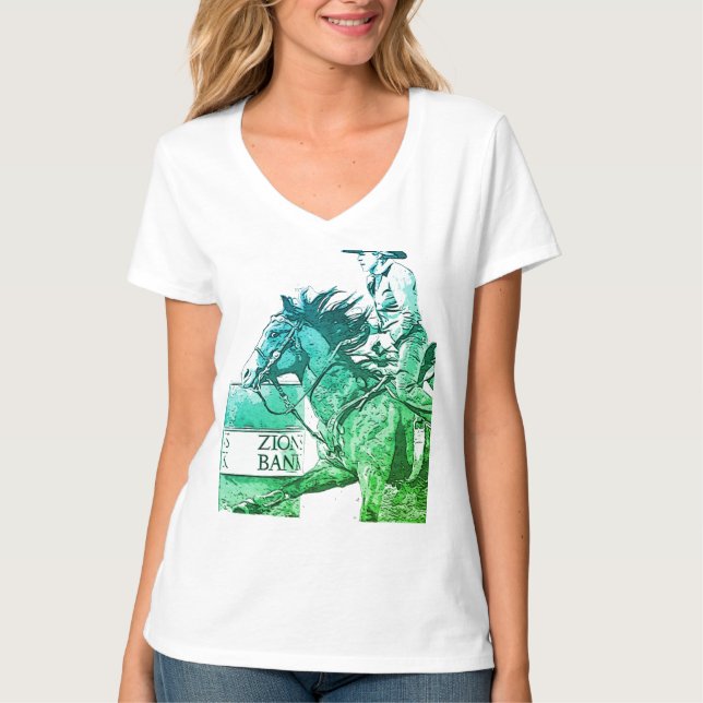 Barrel Racer II (teal/grönt) T Shirt (Framsida)